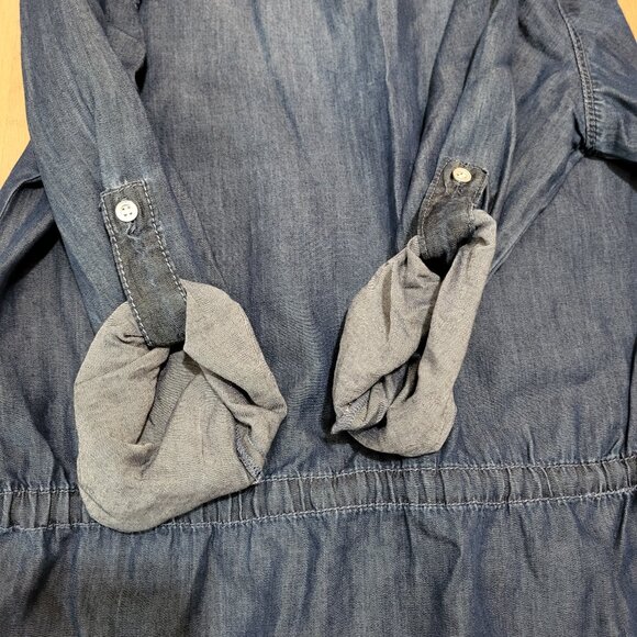 Gloria Vanderbilt Dress Denim Above Knee XS Chambray Roll Tab Sleeve Drawstring - Picture 7 of 14